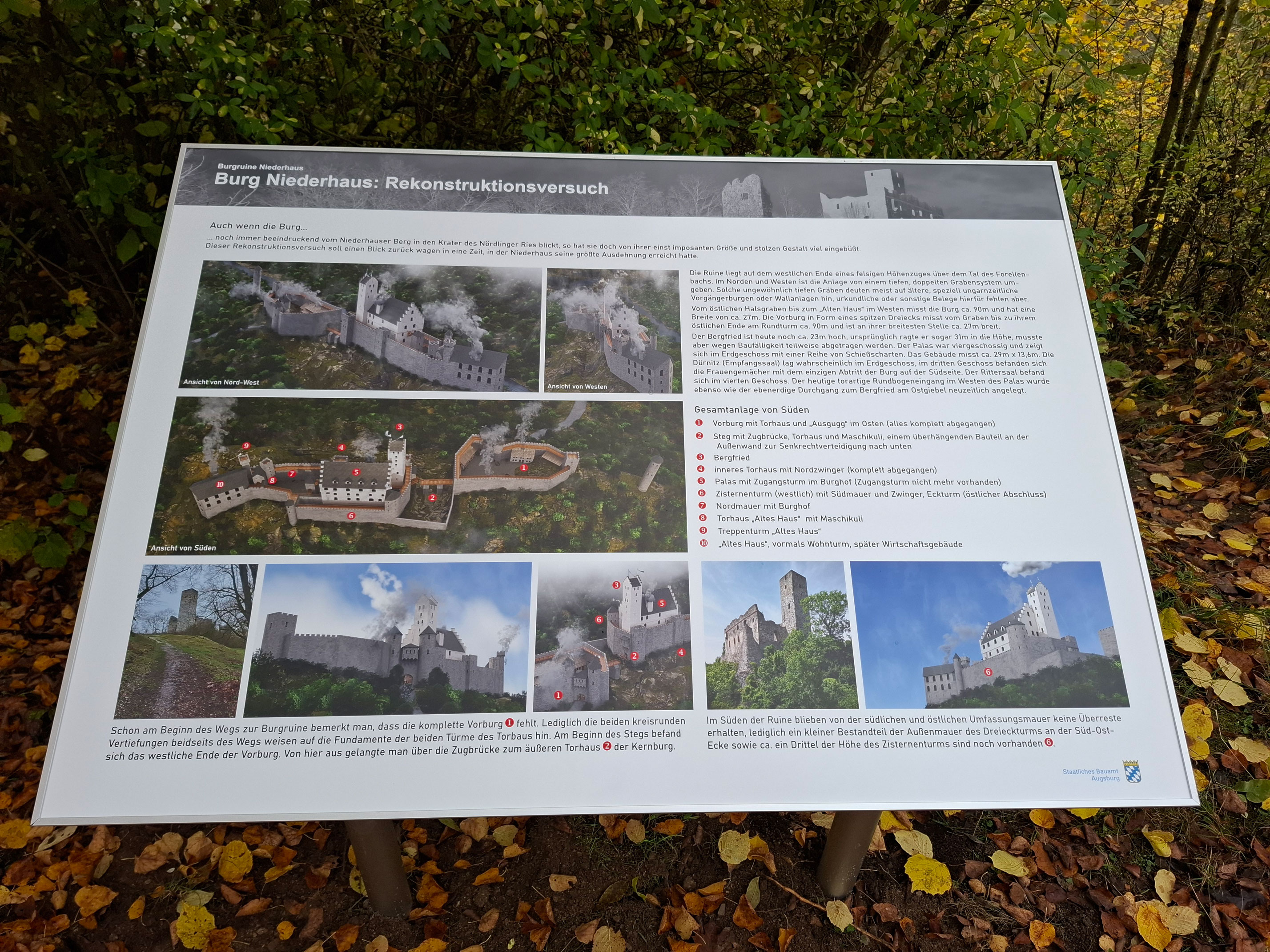 Auf fünf Schautafeln erfährt der Besucher alles rund um die Burg Niederhaus. Auf fünf Schautafeln erfährt der Besucher alles rund um die Burg Niederhaus.