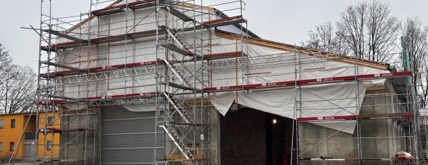 Die neue Salzlagerhalle ist fast fertig und bereits in Betrieb.